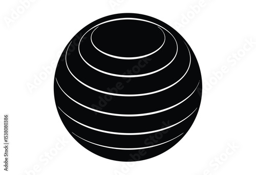 Silhouette Gym Ball Icon Vector Simple Flat Design Fitness Equipment