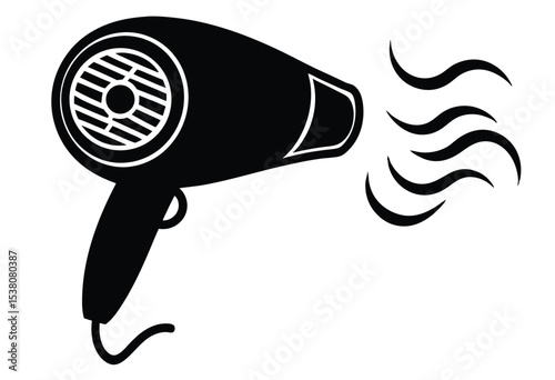 Hair Dryer Silhouette Vector Illustration Simple Icon Perfect for Hair Styling and Beauty