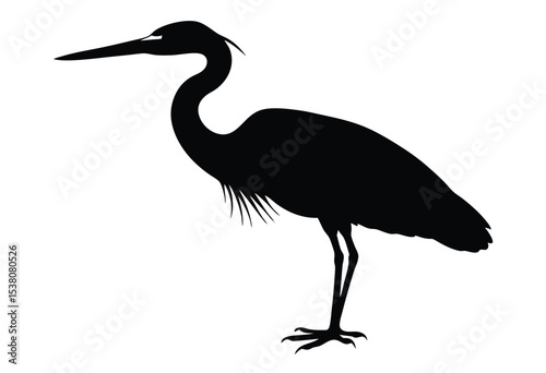Elegant heron bird silhouette vector minimal design animal icon flat style for logo