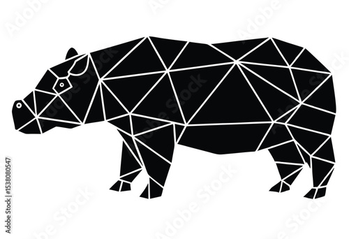 Polygonal geometric hippopotamus silhouette vector illustration abstract animal shape modern style