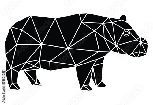 Geometric hippopotamus polygonal style silhouette vector illustration modern animal design