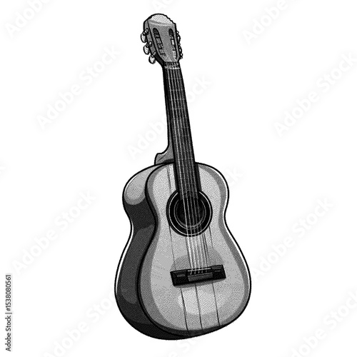 A classic acoustic guitar High detailed sketch art