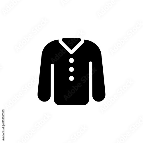 Simplified button-up shirt icon with collar and long sleeves, used in fashion, clothing, and business wear themes.