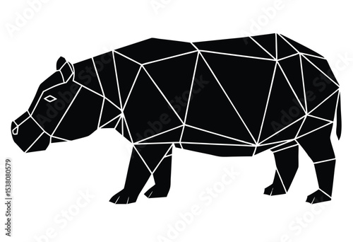 Geometric hippopotamus polygonal style silhouette vector illustration modern animal design