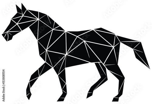 Polygonal geometric horse silhouette vector graphic modern polygon art