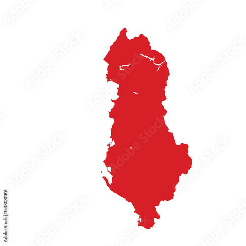 Map of Albania, sign silhouette. World Map Globe. Vector Illustration isolated on white background. Europe continent.