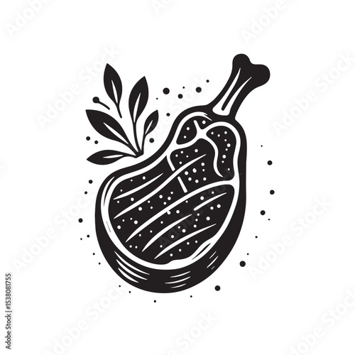 Black Steak Silhouette Vector, High Quality Illustration on White Background