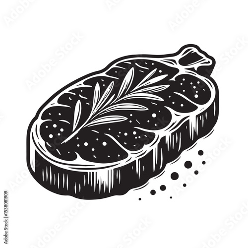 Black Steak Silhouette Vector, High Quality Illustration on White Background