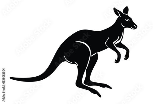kangaroo jumping Silhouette Vector illustration, kangaroo simple icon flat design.