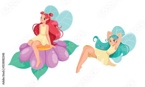 Whimsical Fairies Cheerfully Dancing on Colorful Flower Petals in a Beautiful Garden