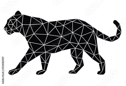 Polygonal geometric leopard silhouette vector illustration abstract wild animal