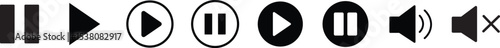 play and pause buttons icon set, ideal for media player. . Elements for video streaming app. vector illustration . 