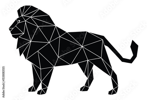 Polygonal style geometric lion silhouette vector illustration for logo