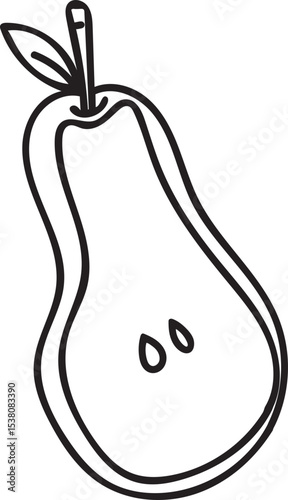 simple hand-drawn pear slice