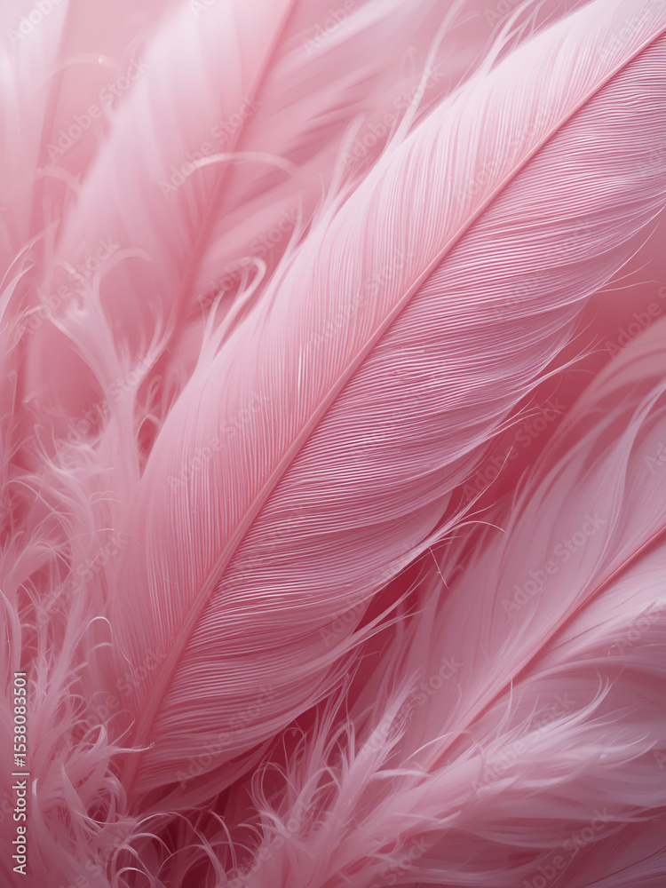 Fototapeta premium Close-up of delicate pink feathers, creating a soft and fluffy texture backdrop