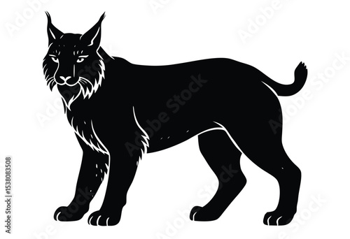 Lynx cat silhouette vector illustration simple icon flat design wild feline