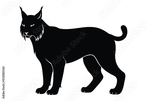 Lynx cat vector icon silhouette simple flat design wild animal illustration