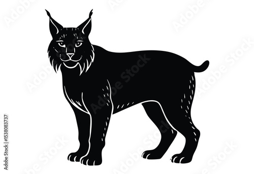 Lynx cat vector icon silhouette simple flat design wild animal illustration