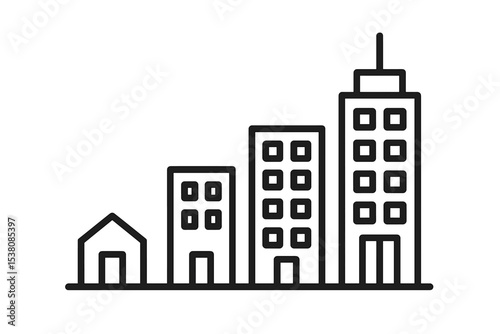 City skyline with varying building heights showcasing urban architecture and development trends