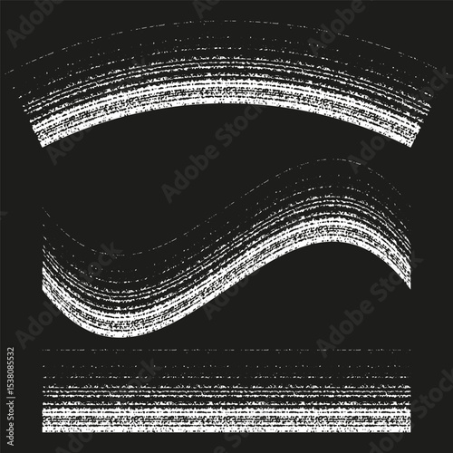 Curved brush stroke. Dynamic black swirl. Artistic texture pattern. Vector design element.