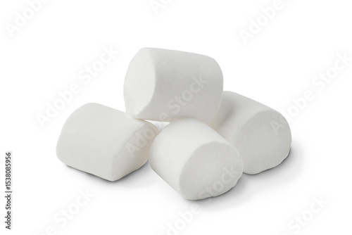 A pile of white marshmallows isolated on a transparent background