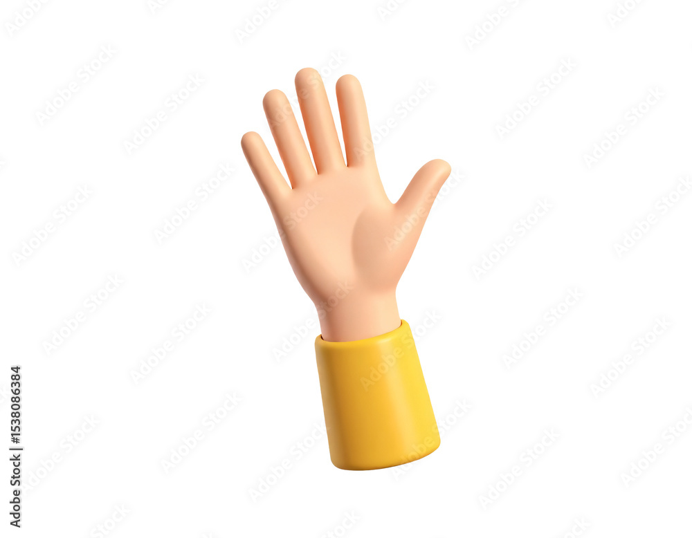 Obraz premium Cartoon hand waving hello gesture isolated on a white background