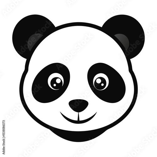 cute panda with a smile vector icon isolated on white background
