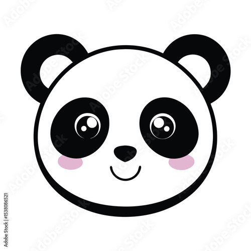 cute panda face icon isolated on white background