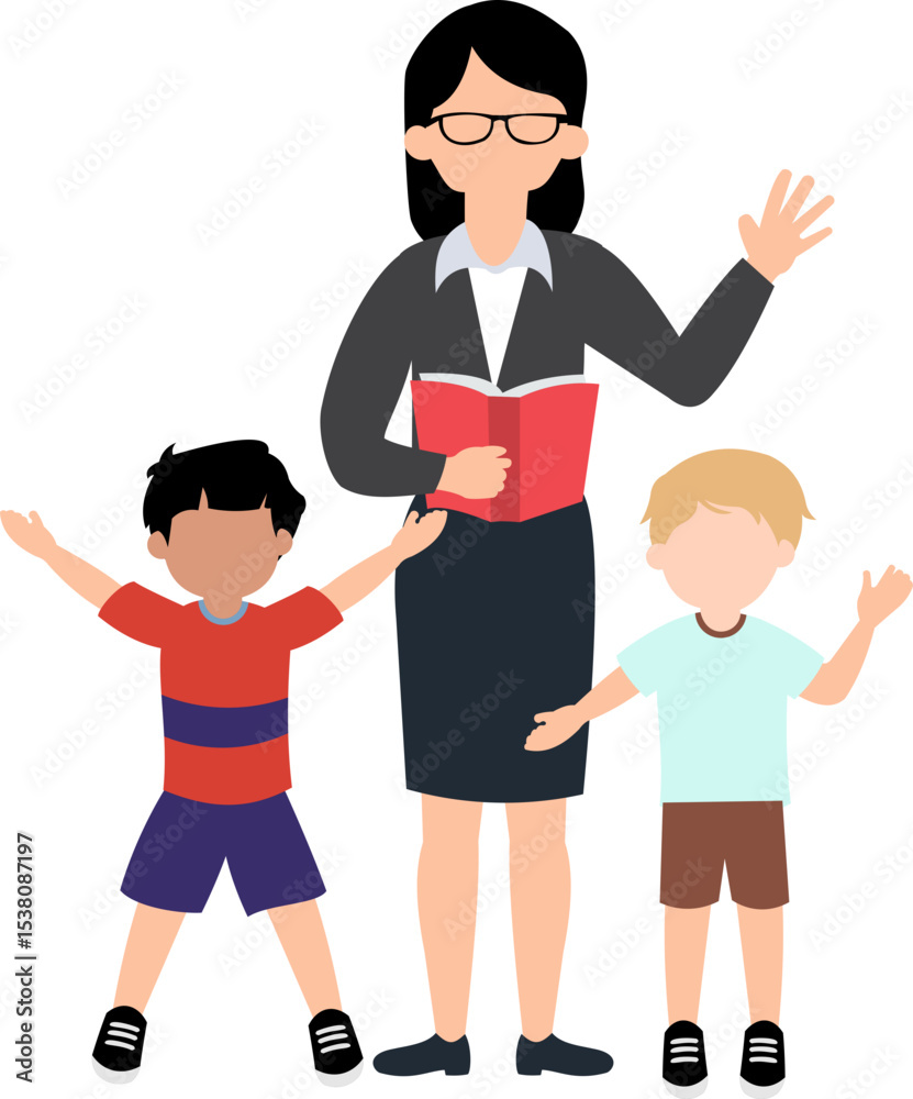 Fototapeta premium Student And Teachers Illustration