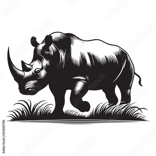 rhino on white background