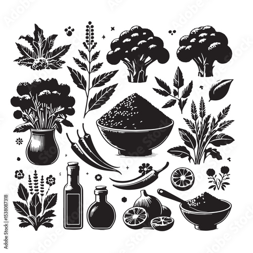Black Tabbouleh Silhouette Vector, High Quality Illustration on White Background