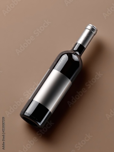Bottle of wine is shown on a brown surface