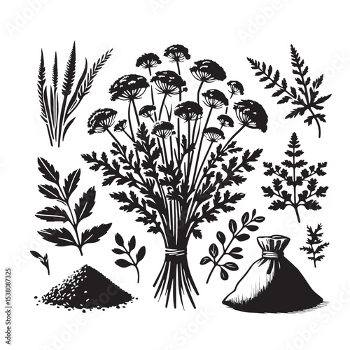 Black Tabbouleh Silhouette Vector, High Quality Illustration on White Background