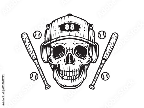 Hand drawn black and white skull illustrations