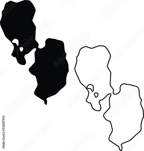 Map of Serene Lakes California USA Silhouette Flat and Outline Design