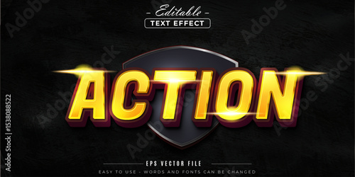 Shiny gold action text, editable text effect.