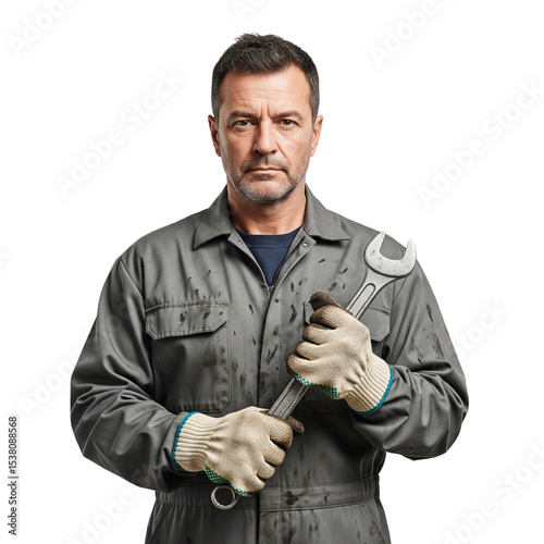 Portrait of a Mechanic Holding a Wrench