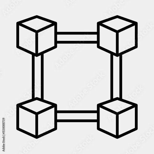 Icon block chain. Crypto currency elements. Icon in line style.
