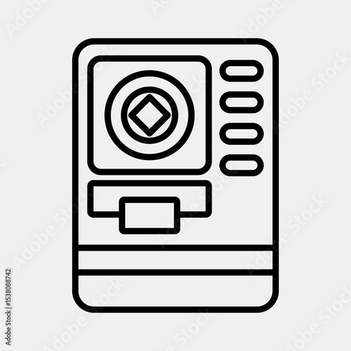 Icon atm crypto. Crypto currency elements. Icon in line style.