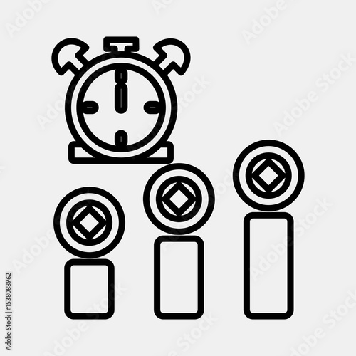 Icon block time. Crypto currency elements. Icon in line style.