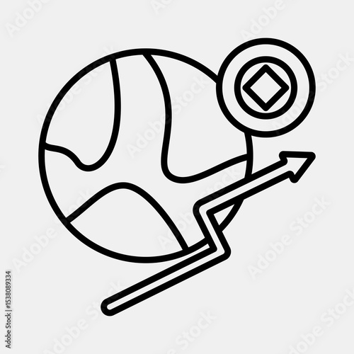 Icon economic freedom. Crypto currency elements. Icon in line style.