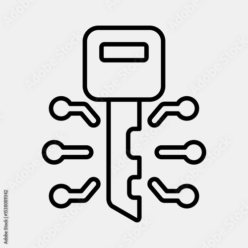 Icon digital key. Crypto currency elements. Icon in line style.