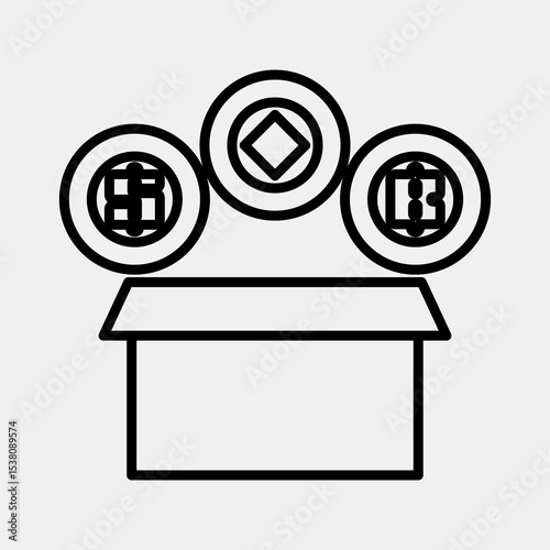 Icon initial coin offering. Crypto currency elements. Icon in line style.
