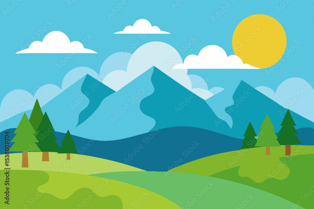 Fototapeta premium Sunny day landscape with mountains