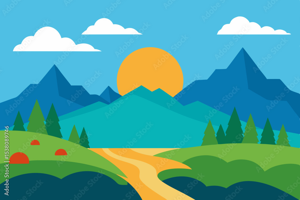 Obraz premium Sunny day landscape with mountains