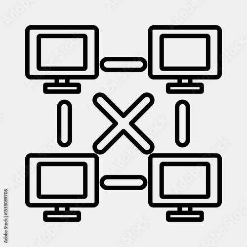 Icon peer to peer. Crypto currency elements. Icon in line style.
