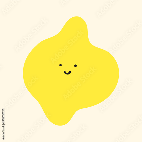 Funny lemon. Food vector design. Flat illustration on yellow background.