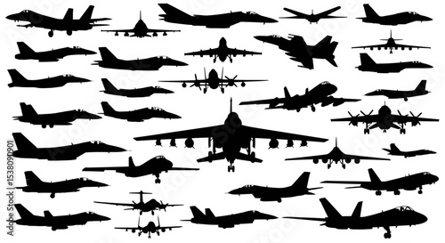 Variety of Military Aircraft Silhouettes