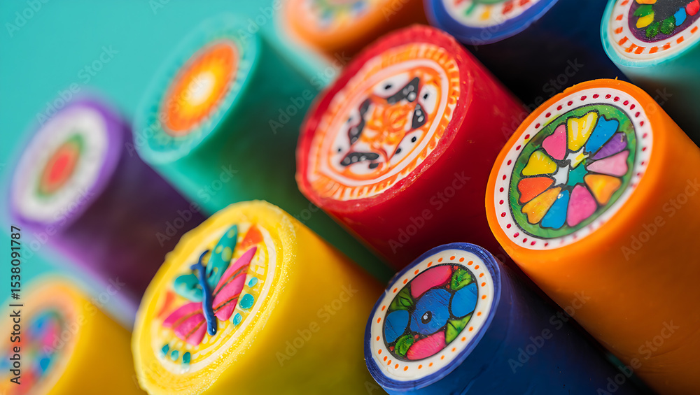 Fototapeta premium Colorful Paint Crayon Art Supplies Creative Colorfuls