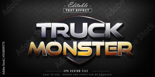 Truck monster neon text, editable text effects.